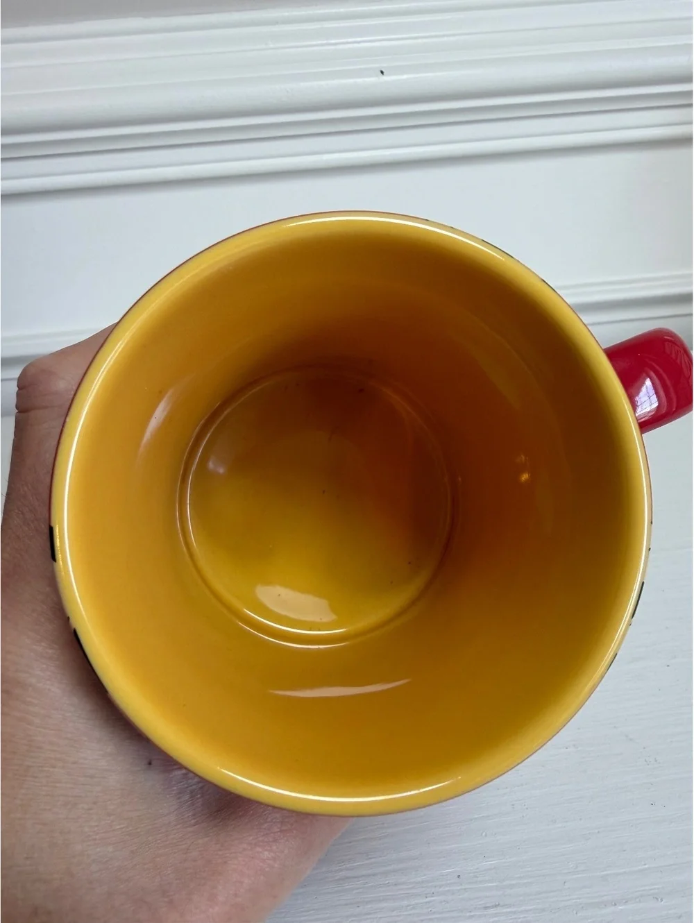 Disney Mickey Mouse Red Yellow Gold Star Coffee Mug. 4.5”